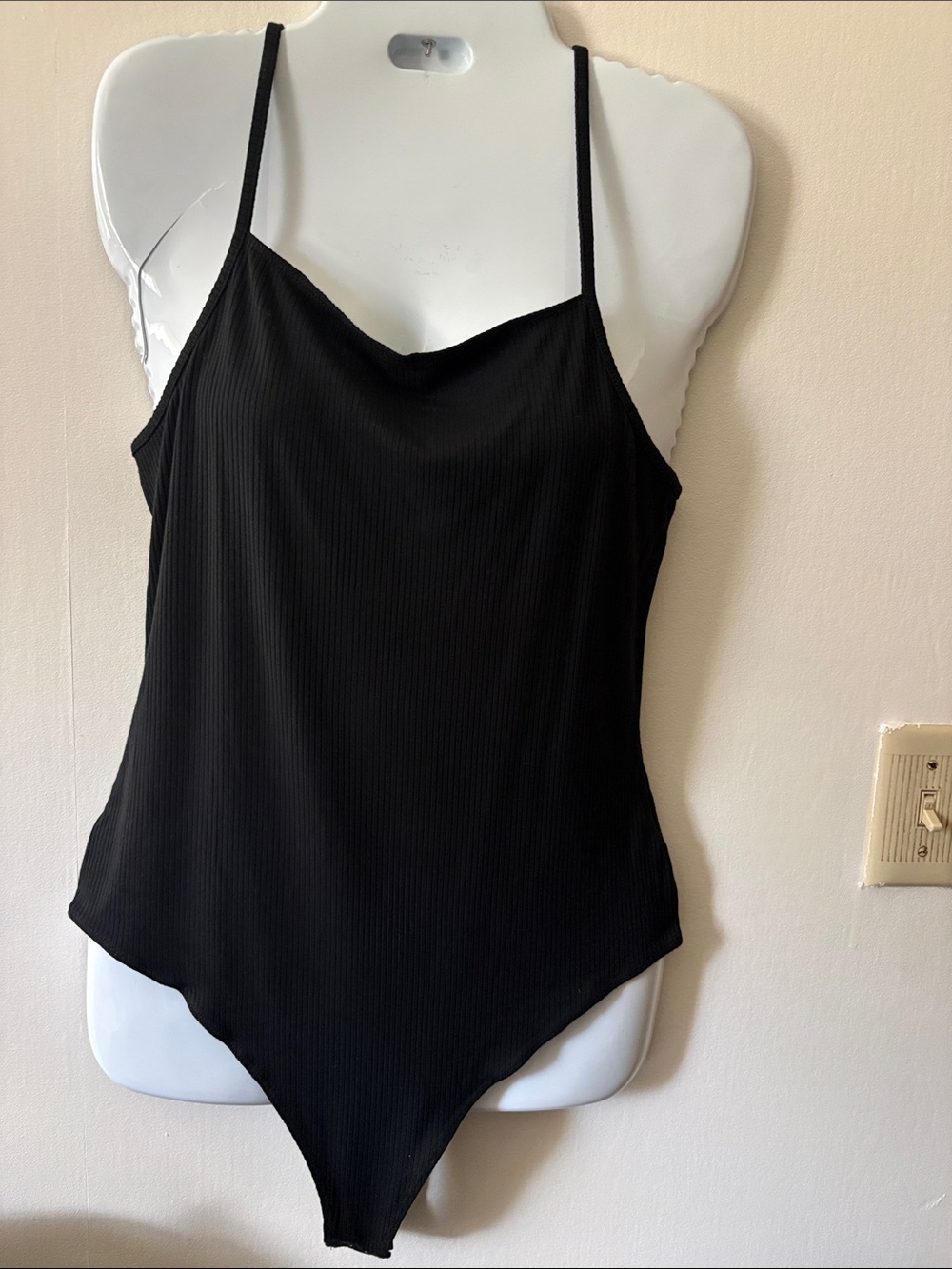 wild fable Black Ribbed Snap-Closure Bodysuit
